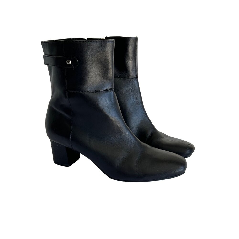 Bandalino Womens Black Leather Biker boots Ankle Boots Size 7.5M - Picture 1 of 12